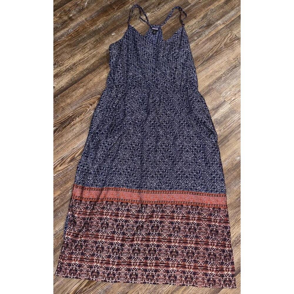 Boho Maxi Dress with Rust Border